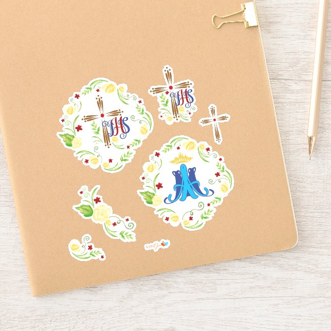 Sticker IHS & Auspice Maria (Carnet)