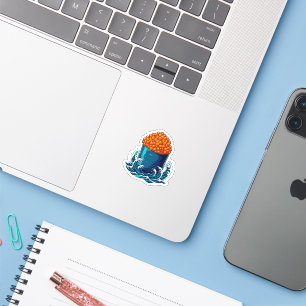 Sticker Ikura Gunkan Maki Sushi Art de vague océanique jap