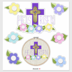 Sticker Il Est Ressuscité Broderie Hoop Semblable Style Pâ