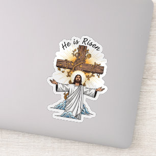 Sticker Il est Ressuscité Jésus Croix Pâques Foi Autocolla