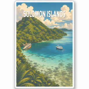 Sticker Îles Salomon Illustration Art de voyage Vintage