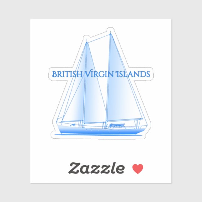 Sticker Îles Vierges britanniques Voilier Nautique Côtier  (Feuille)