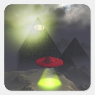 Sticker Illuminati Pyramid et UFO