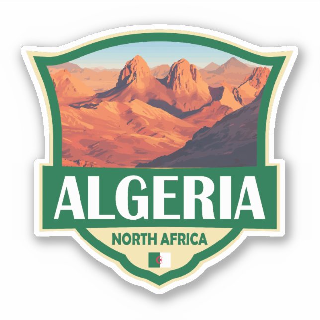 Sticker Illustration Algérie Insigne rétro (Devant)