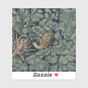Sticker Illustration Art Nouveau Vintage Escargot Botaniqu