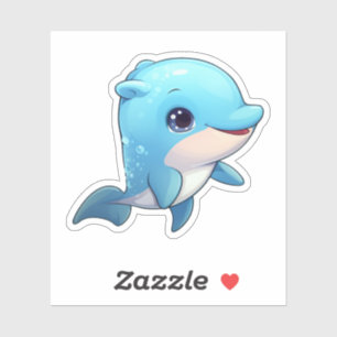 Sticker Illustration dauphin de dessin