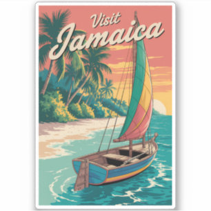 Sticker Illustration de bateau Jamaïcain Art de voyage Vin