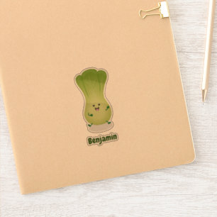 Sticker Illustration de bébé bok choy mignon en dessin ani