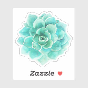 Sticker Illustration de cactus d'aquarelles vert-menthe