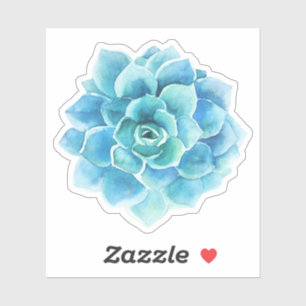 Sticker Illustration de cactus en aquarelles bleu-vert