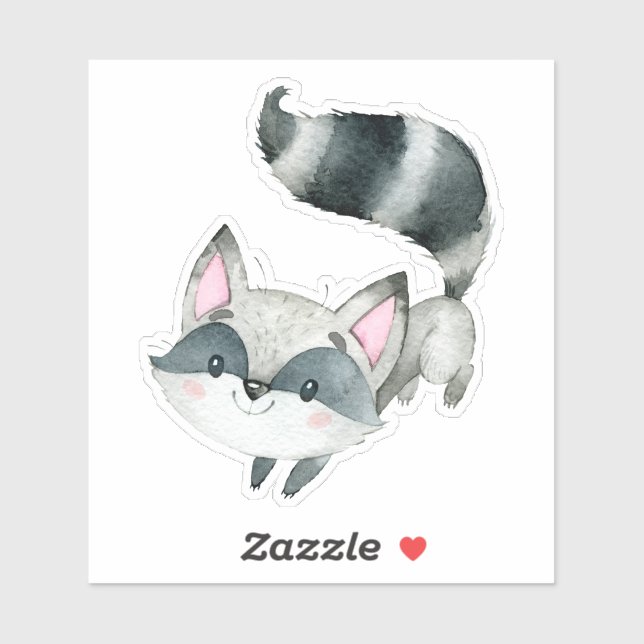 Sticker Illustration de chat mignon gris et rose (Feuille)