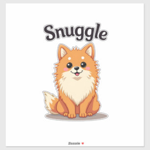 Sticker Illustration de chien mignon Pomeranian câlin vint