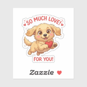 Sticker Illustration de chiot mignon avec cœur