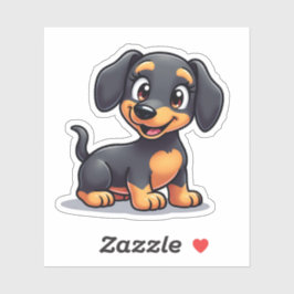 Sticker Illustration de chiot teckel Kawaii souriant