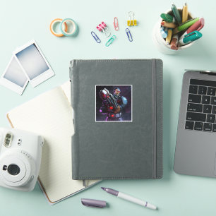 Sticker Illustration de Cyborg en crise infinie