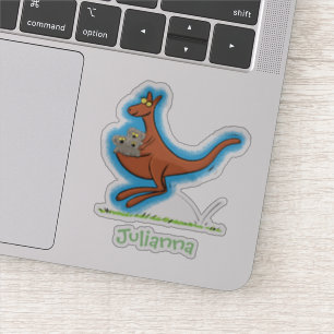 Sticker Illustration de dessin animé Cute kangaroo et koal