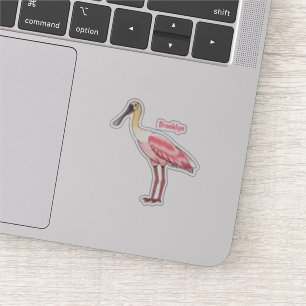 Sticker Illustration de dessin animé d'oiseau spatule rosé