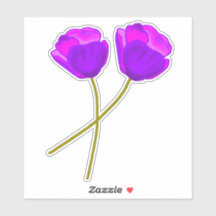 Illustration de deux fleurs de pavot violet Lilac