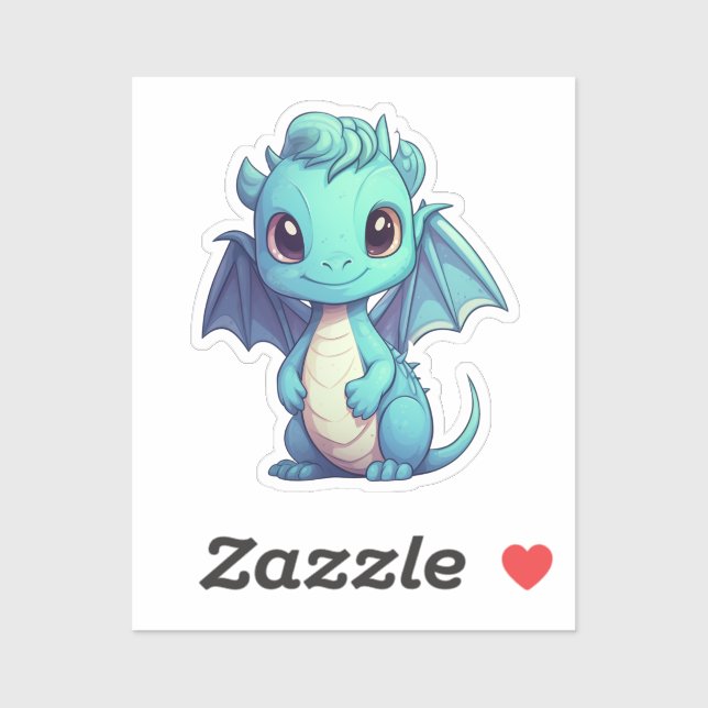 Sticker Illustration de dragon de dessin animé (Feuille)
