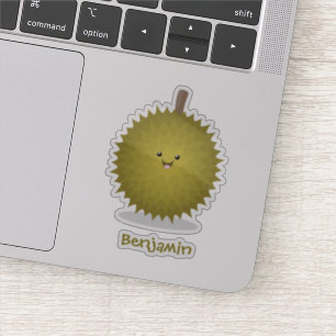 Sticker Illustration de durian de dessin animé mignon et h