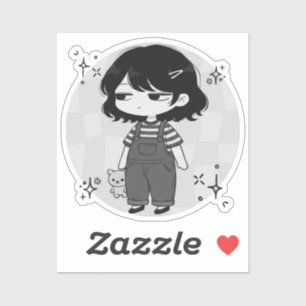 Sticker Illustration de fille chibi esthétique dépassée