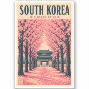 Sticker Illustration de fleurs de cerisier en Corée du Sud