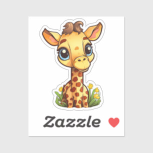 Sticker Illustration de girafe de dessin animé