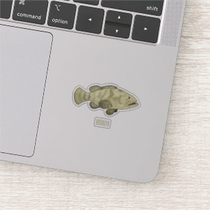 Sticker Illustration de la caricature du poisson de mérou