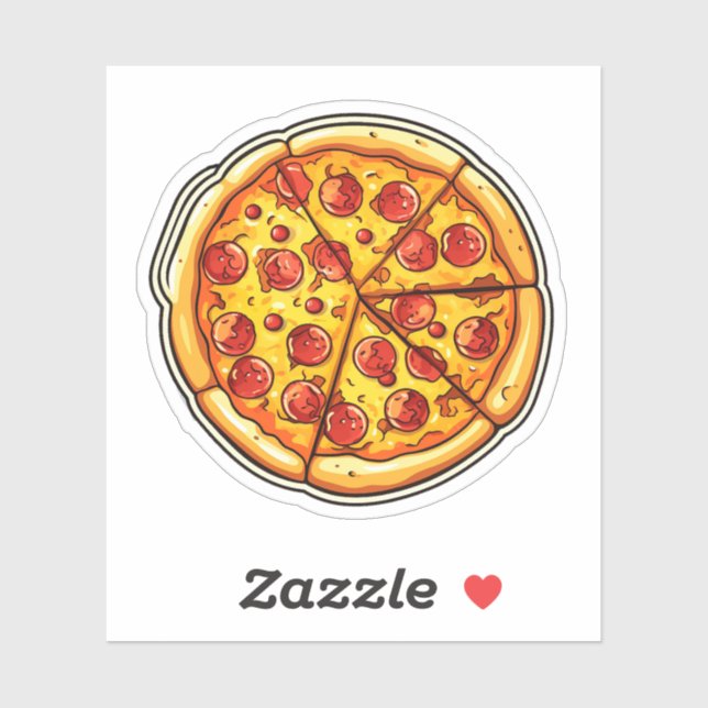 Sticker Illustration de la pizza caricaturale (Feuille)
