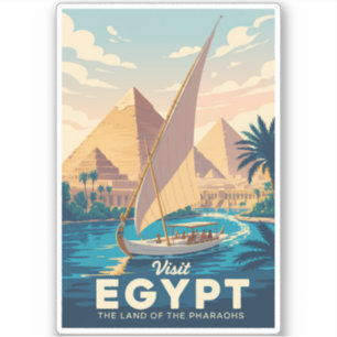 Sticker Illustration de la pyramide d'Égypte Art de voyage