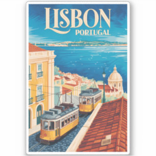 Sticker Illustration de la vue aérienne de Lisbonne Portug