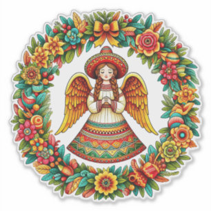 Sticker Illustration de l'art de la couronne de fleurs d'a