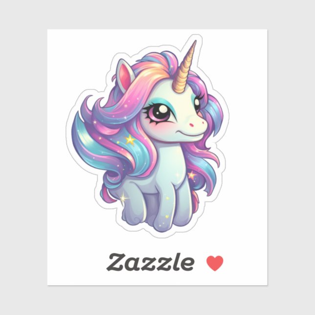 Sticker Illustration de licorne de dessin (Feuille)