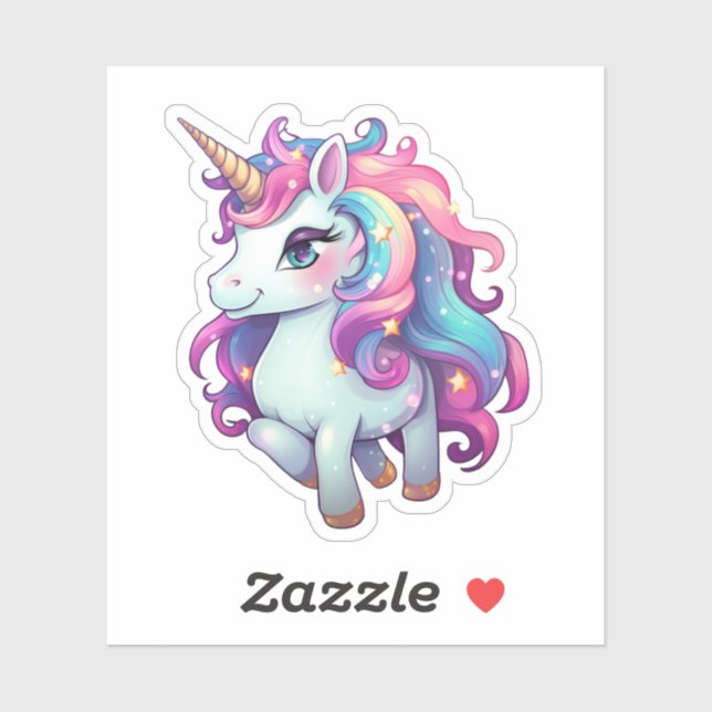 Sticker Illustration de licorne de dessin (Feuille)