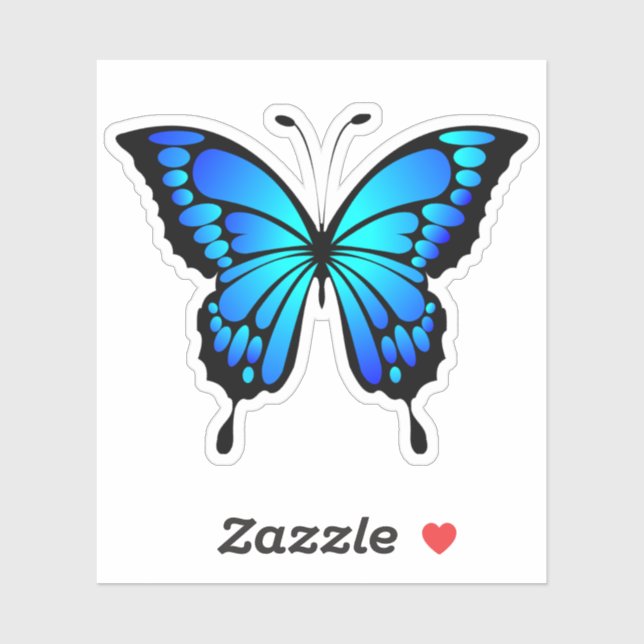 Sticker Illustration de l'insecte bleu papillon-20284 (Feuille)