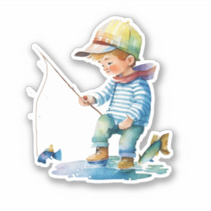 Sticker Illustration de Little Boy Fishing
