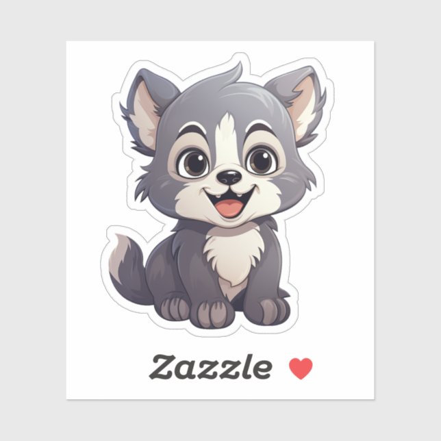 Sticker Illustration de loup de dessin (Feuille)