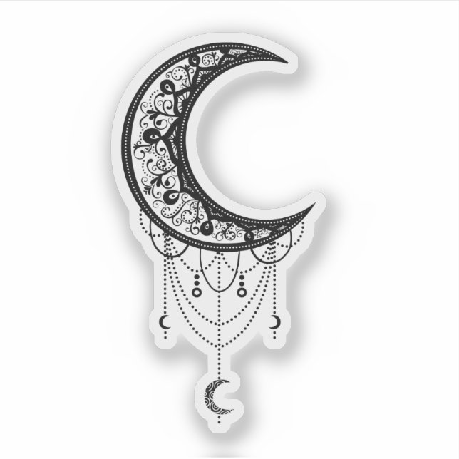 Sticker Illustration de lune ornementale (Devant)
