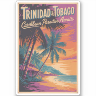 Sticker Illustration de paysage de Trinité-et-Tobago Voyag