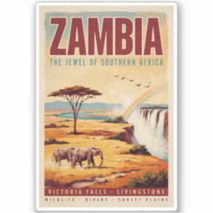 Sticker Illustration de paysage de Zambie Art de voyage vi