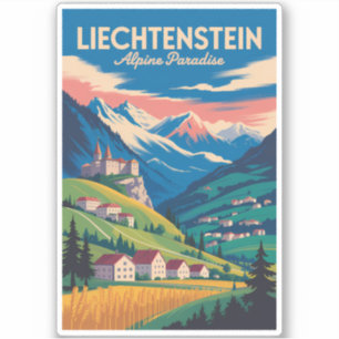 Sticker Illustration de paysage du Liechtenstein Art de vo