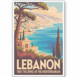 Sticker Illustration de paysage libanais Art de voyage vin