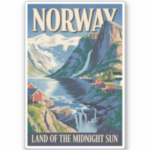 Sticker Illustration de paysage norvégien Art de voyage vi