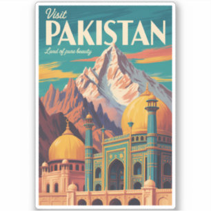 Sticker Illustration de paysage pakistanais Art de voyage 