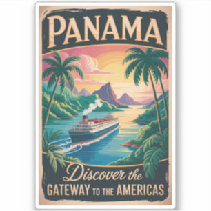 Sticker Illustration de paysage panaméen Art de voyage vin