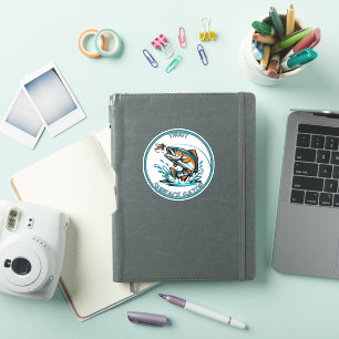 Sticker Illustration de pêche à la mouche logo Truite Surf
