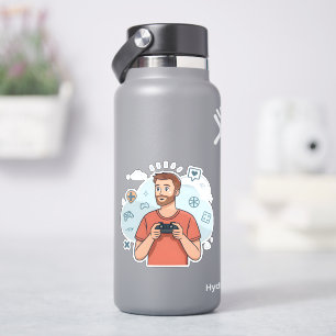 Sticker Illustration de personnage de joueur de dessin ani