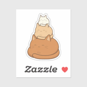 Sticker Illustration de pile de chats endormis Kawaii