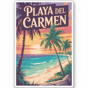 Sticker Illustration de Playa del Carmen Art de voyage vin