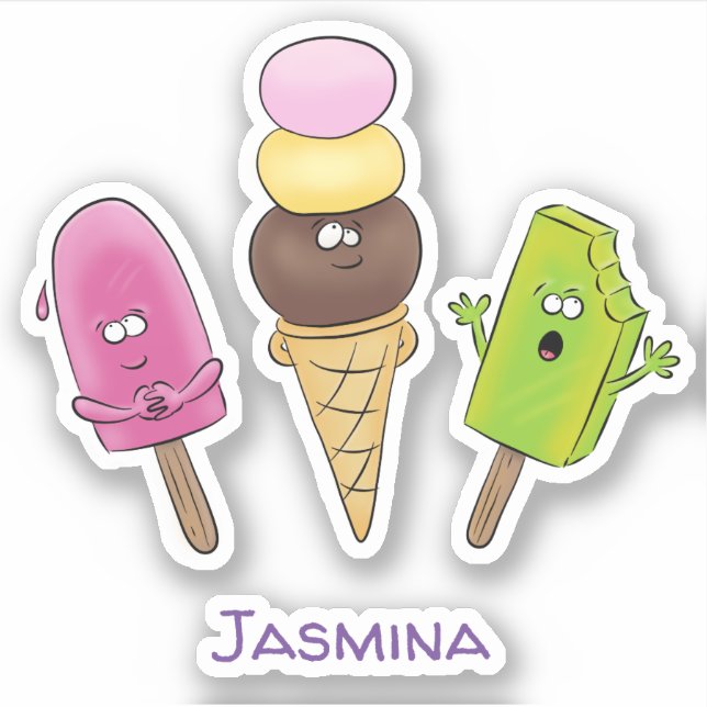 Sticker Illustration de popsicles mignons et de glace (Devant)